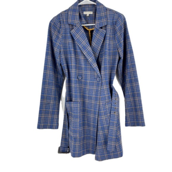 Moon River Jackets & Blazers - Moon River Plaid Trench Coat